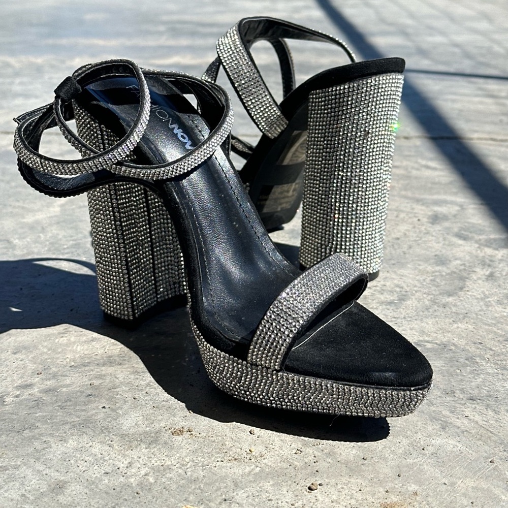 Rhinestone High Heels with Comfortable Platform for Special Occasions Size 8